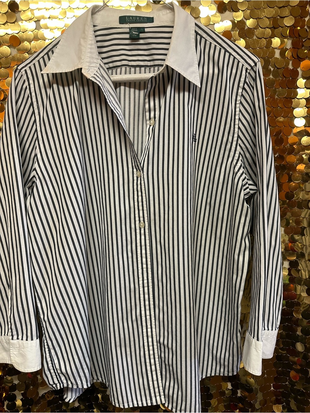 Lauren Ralph Lauren White Shirt with Black Stripes